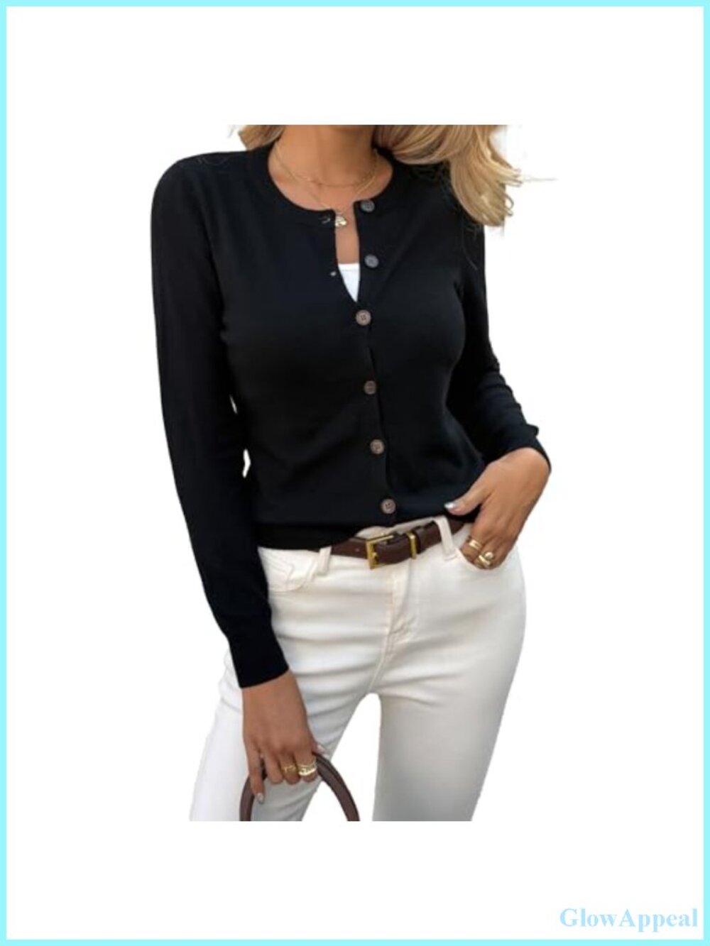 Women's Long Sleeve Ribbed Knit Cardigan Lightweight Button Down